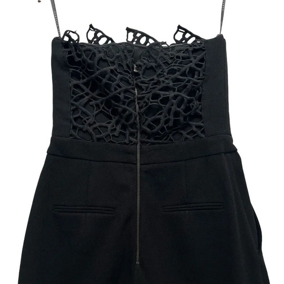 Rebecca Vallance Sophia Crepe 3D Lace Trim Strapless Jumpsuit Straight Leg Black - Picture 8 of 13